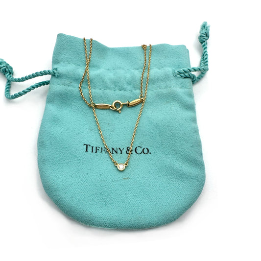 Tiffany & Co Diamonds byThe Yard Single Diamond Elsa Peretti Necklace  0.05ct