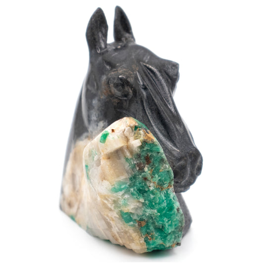 Horse Black Sculpture in Natural Colombian Emerald